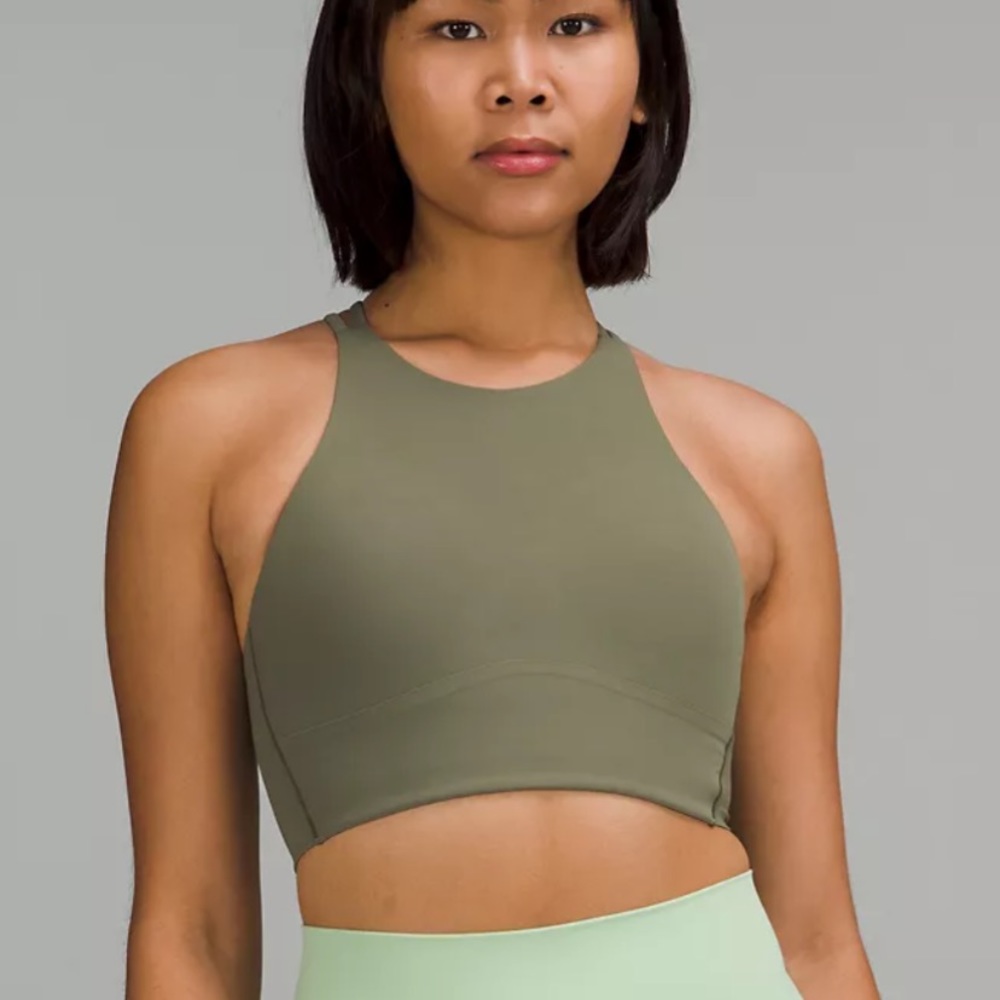 Lululemon Sage Green High Neck Sports Bra